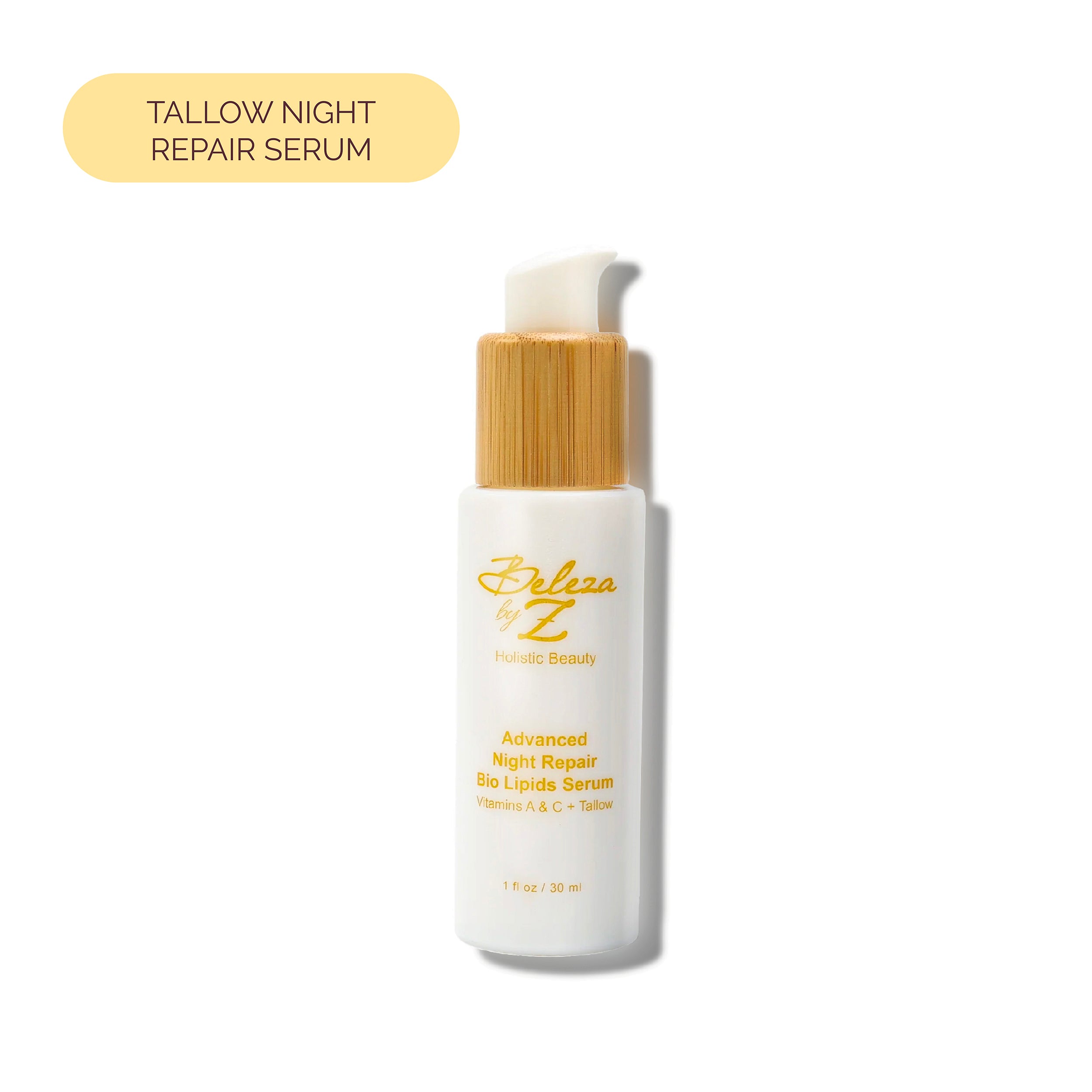 Beleza by Z best clean luxury tallow skincare. Advanced vitamin A, retinol, vitamin C, radiant skin, luminous tone, anti-aging, 3D hydrator, antioxidant night serum for sensitive, dull, and acne prone skin. Professional holistic beauty.