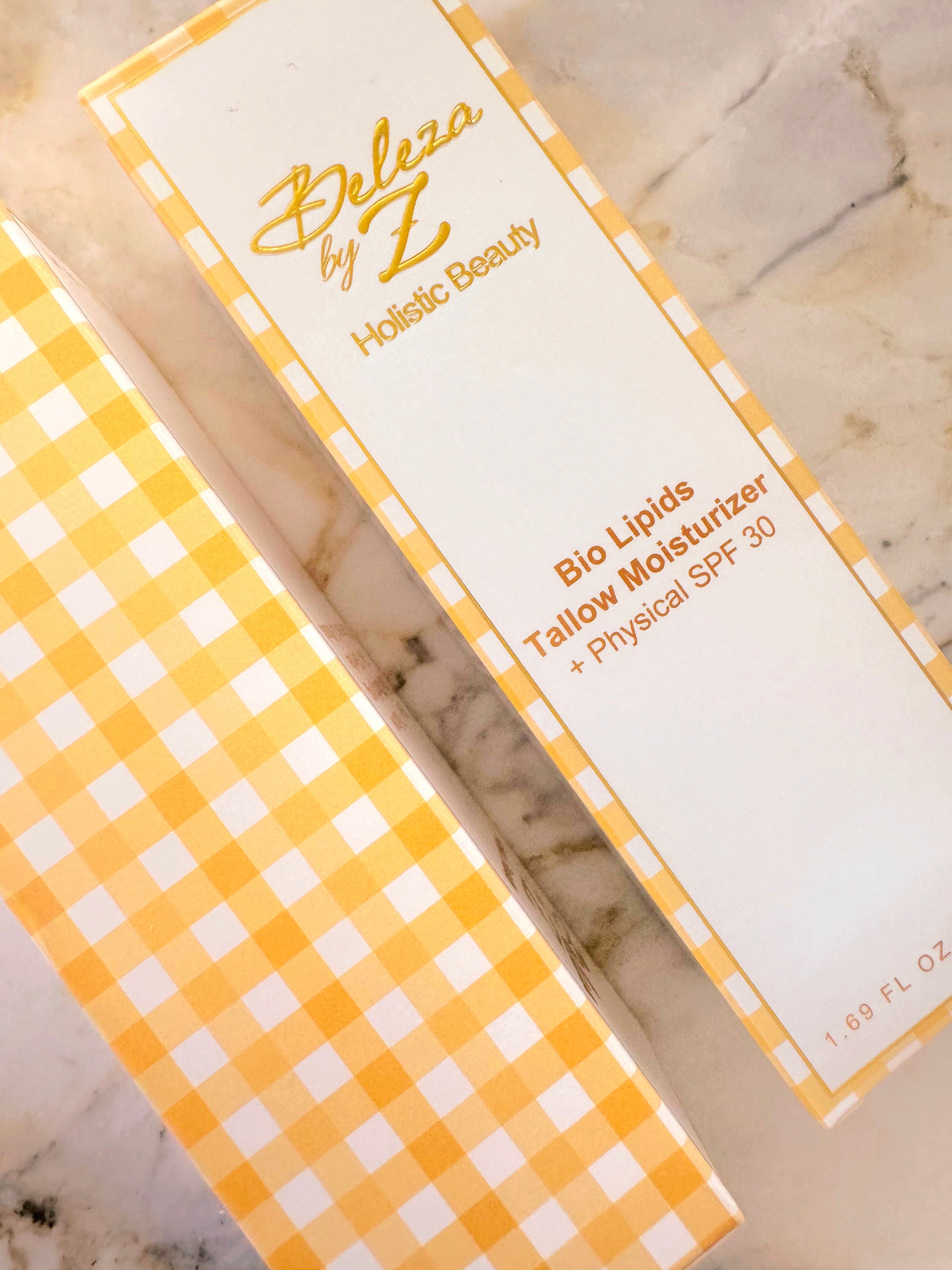 Luxury skincare lipid restore ceramide moisturizer with mineral SPF 30 by Beleza by Z tallow skincare rooted in corneotherapy.